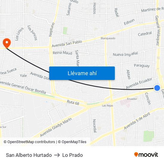 San Alberto Hurtado to Lo Prado map