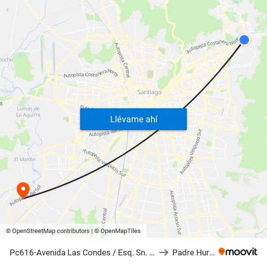 Pc616-Avenida Las Condes / Esq. Sn. Fco. De Asís to Padre Hurtado map