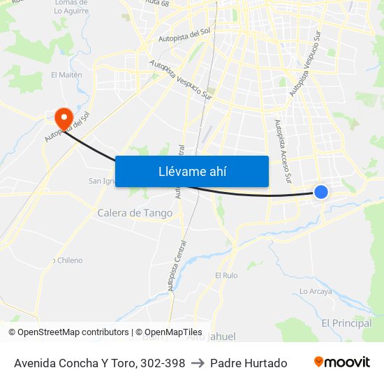 Avenida Concha Y Toro, 302-398 to Padre Hurtado map