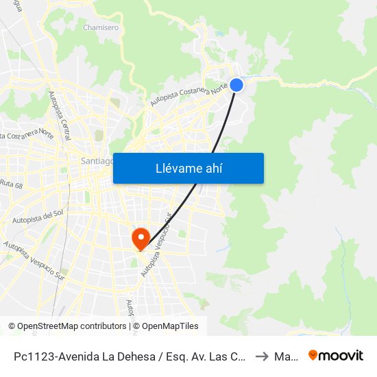 Pc1123-Avenida La Dehesa / Esq. Av. Las Condes to Macul map