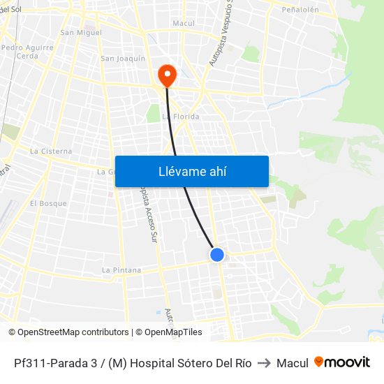 Pf311-Parada 3 / (M) Hospital Sótero Del Río to Macul map