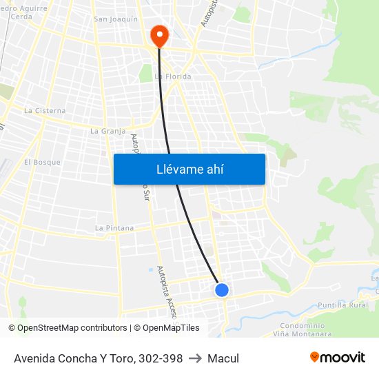 Avenida Concha Y Toro, 302-398 to Macul map
