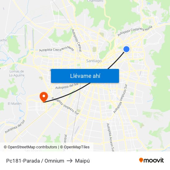 Pc181-Parada / Omnium to Maipú map