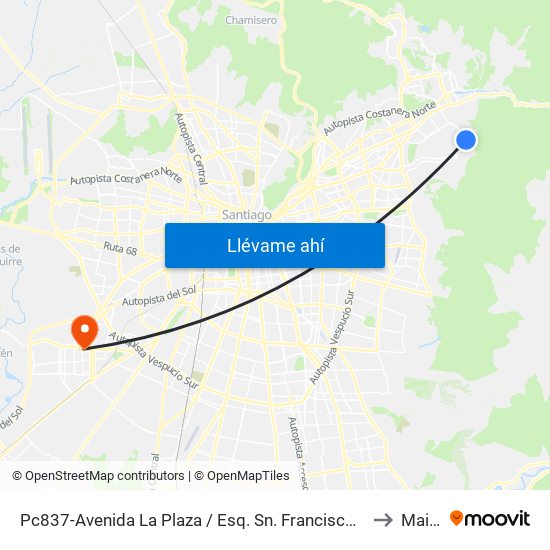 Pc837-Avenida La Plaza / Esq. Sn. Francisco De Asís to Maipú map
