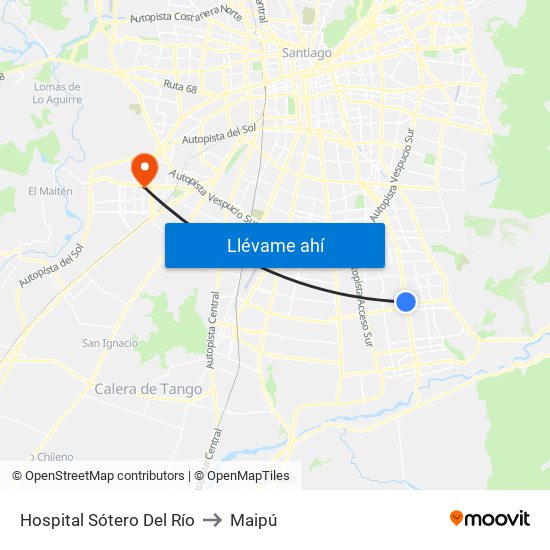 Hospital Sótero Del Río to Maipú map