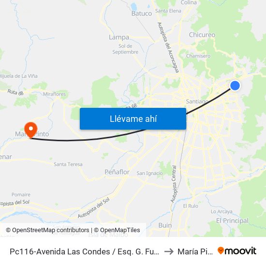 Pc116-Avenida Las Condes / Esq. G. Fuenzalida to María Pinto map