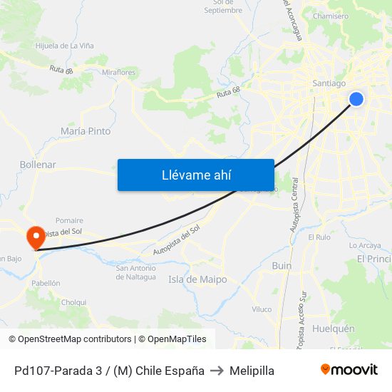 Pd107-Parada 3 / (M) Chile España to Melipilla map