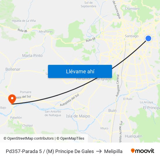 Pd357-Parada 5 / (M) Príncipe De Gales to Melipilla map