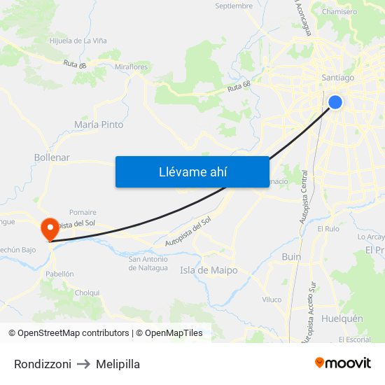 Rondizzoni to Melipilla map