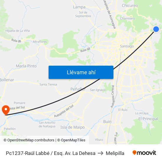 Pc1237-Raúl Labbé / Esq. Av. La Dehesa to Melipilla map