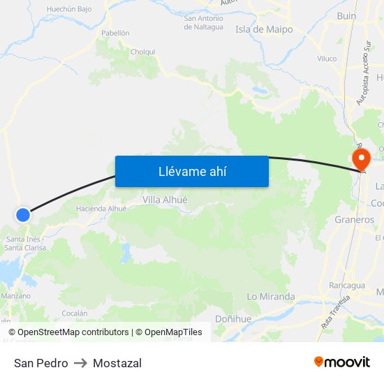 San Pedro to Mostazal map