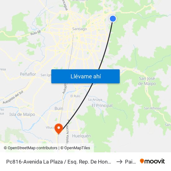 Pc816-Avenida La Plaza / Esq. Rep. De Hondura to Paine map