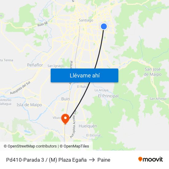 Pd410-Parada 3 / (M) Plaza Egaña to Paine map