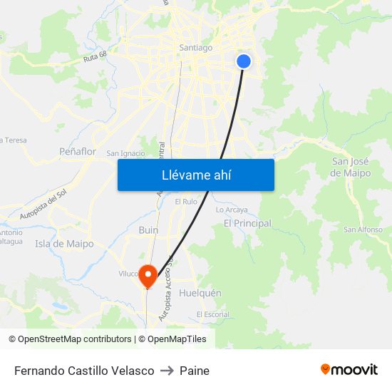 Fernando Castillo Velasco to Paine map