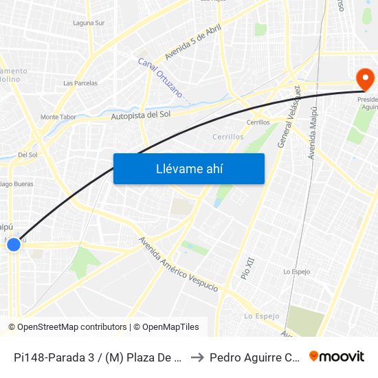 Pi148-Parada 3 / (M) Plaza De Maipú to Pedro Aguirre Cerda map