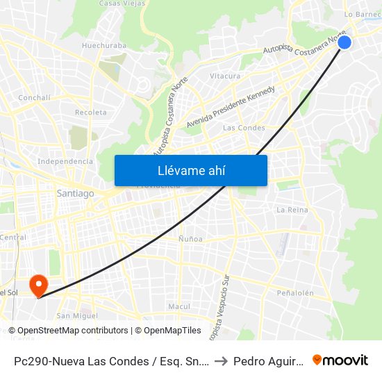 Pc290-Nueva Las Condes / Esq. Sn. Francisco De Asís to Pedro Aguirre Cerda map