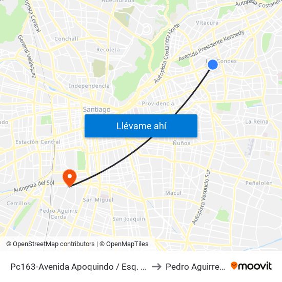 Pc163-Avenida Apoquindo / Esq. La Capitanía to Pedro Aguirre Cerda map