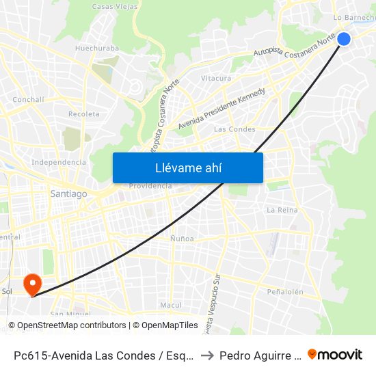 Pc615-Avenida Las Condes / Esq. La Cabaña to Pedro Aguirre Cerda map