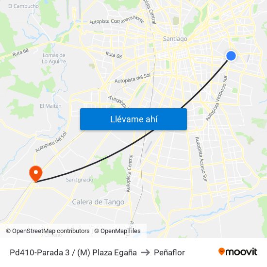 Pd410-Parada 3 / (M) Plaza Egaña to Peñaflor map