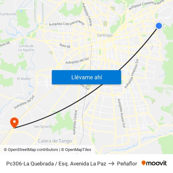 Pc306-La Quebrada / Esq. Avenida La Paz to Peñaflor map