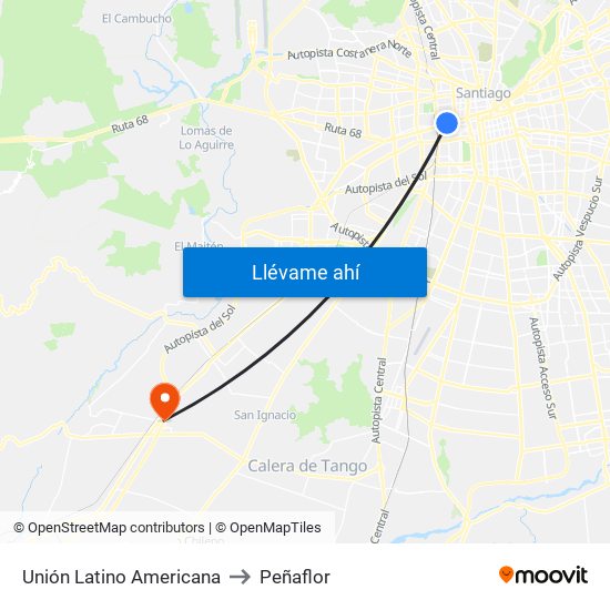 Unión Latino Americana to Peñaflor map