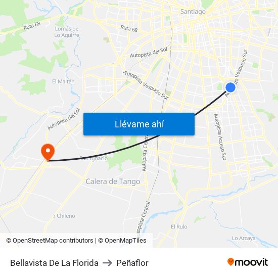 Bellavista De La Florida to Peñaflor map