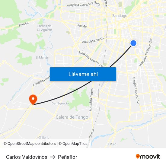 Carlos Valdovinos to Peñaflor map