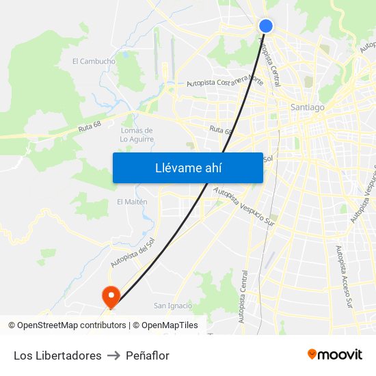 Los Libertadores to Peñaflor map