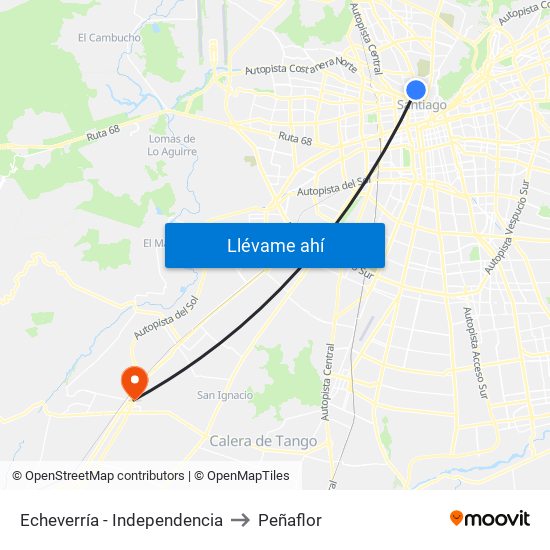 Echeverría - Independencia to Peñaflor map