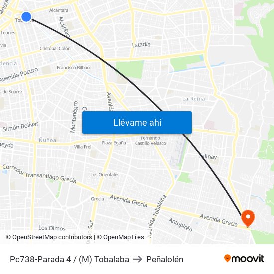 Pc738-Parada 4 / (M) Tobalaba to Peñalolén map