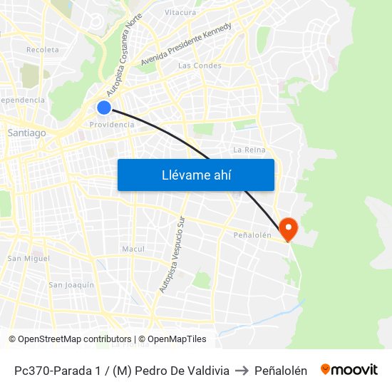 Pc370-Parada 1 / (M) Pedro De Valdivia to Peñalolén map