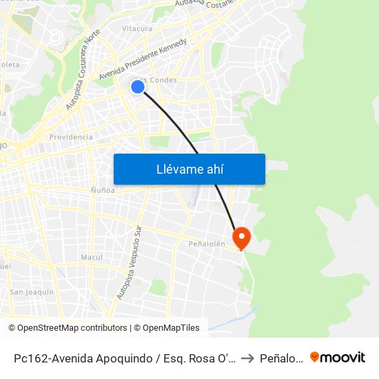 Pc162-Avenida Apoquindo / Esq. Rosa O'Higgins to Peñalolén map