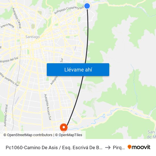 Pc1060-Camino De Asis / Esq. Escrivá De Balaguer to Pirque map