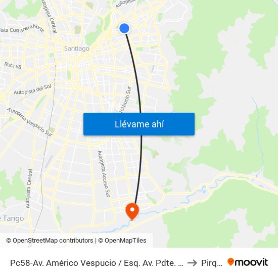 Pc58-Av. Américo Vespucio / Esq. Av. Pdte. Riesco to Pirque map