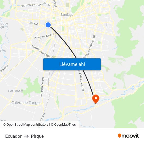 Ecuador to Pirque map