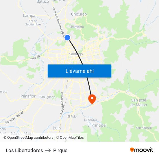 Los Libertadores to Pirque map