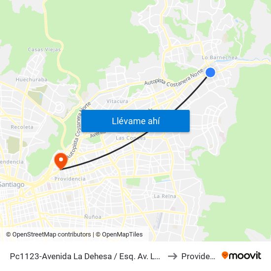 Pc1123-Avenida La Dehesa / Esq. Av. Las Condes to Providencia map