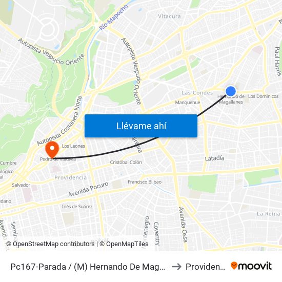 Pc167-Parada / (M) Hernando De Magallanes to Providencia map