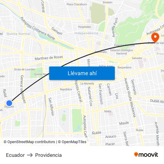 Ecuador to Providencia map