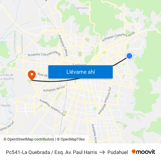 Pc541-La Quebrada / Esq. Av. Paul Harris to Pudahuel map