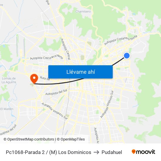 Pc1068-Parada 2 / (M) Los Dominicos to Pudahuel map