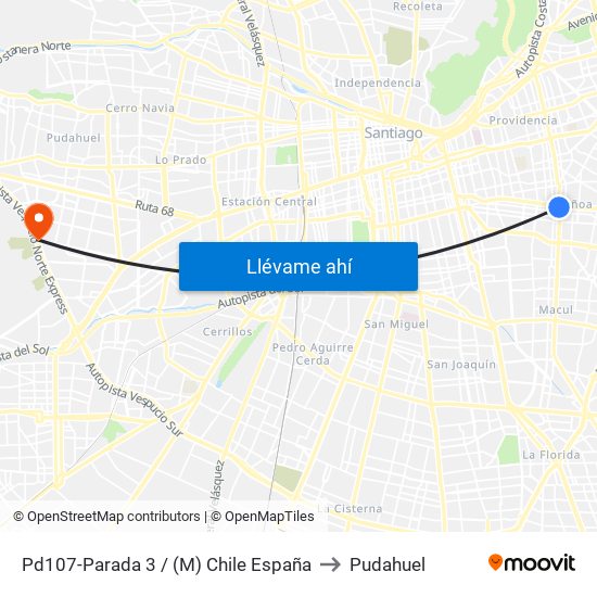 Pd107-Parada 3 / (M) Chile España to Pudahuel map