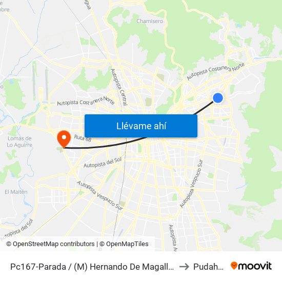 Pc167-Parada / (M) Hernando De Magallanes to Pudahuel map