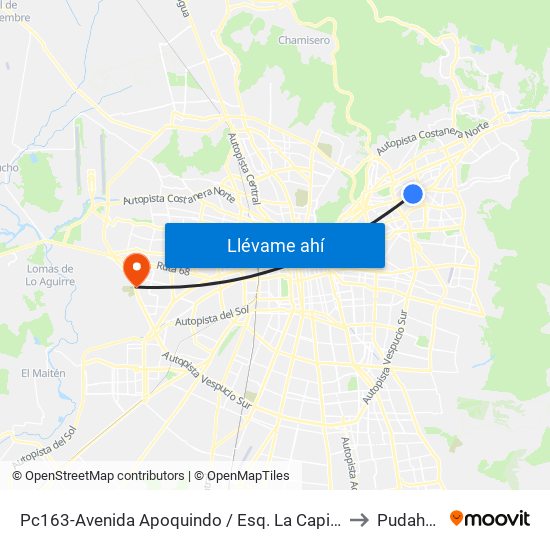 Pc163-Avenida Apoquindo / Esq. La Capitanía to Pudahuel map