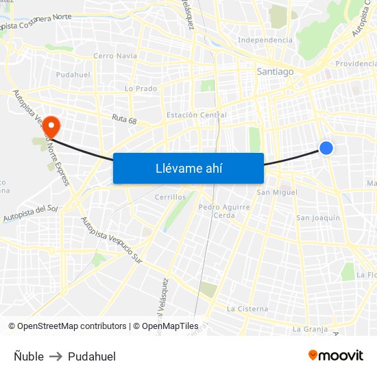Ñuble to Pudahuel map