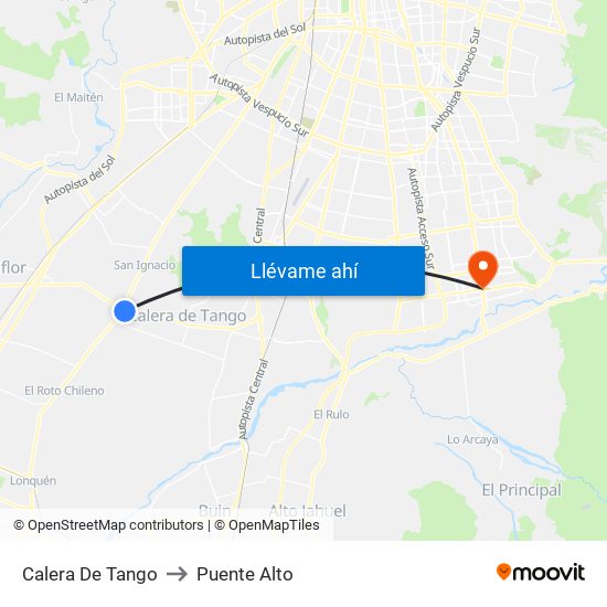 Calera De Tango to Puente Alto map