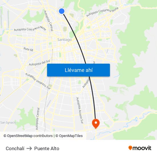 Conchalí to Puente Alto map