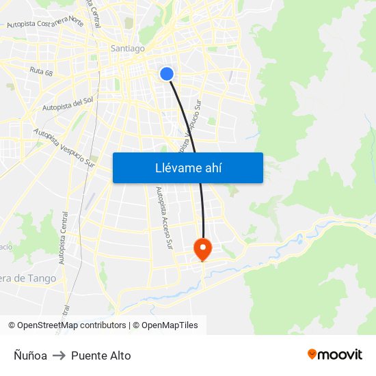Ñuñoa to Puente Alto map