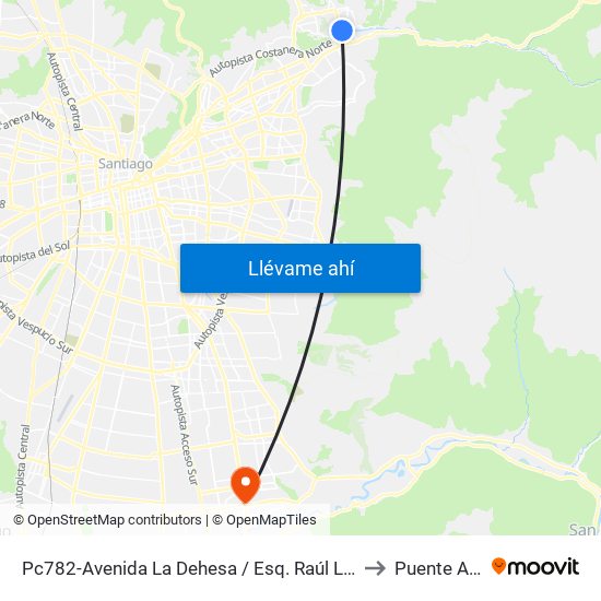 Pc782-Avenida La Dehesa / Esq. Raúl Labbé to Puente Alto map