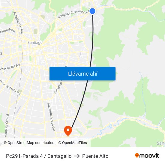Pc291-Parada 4 / Cantagallo to Puente Alto map